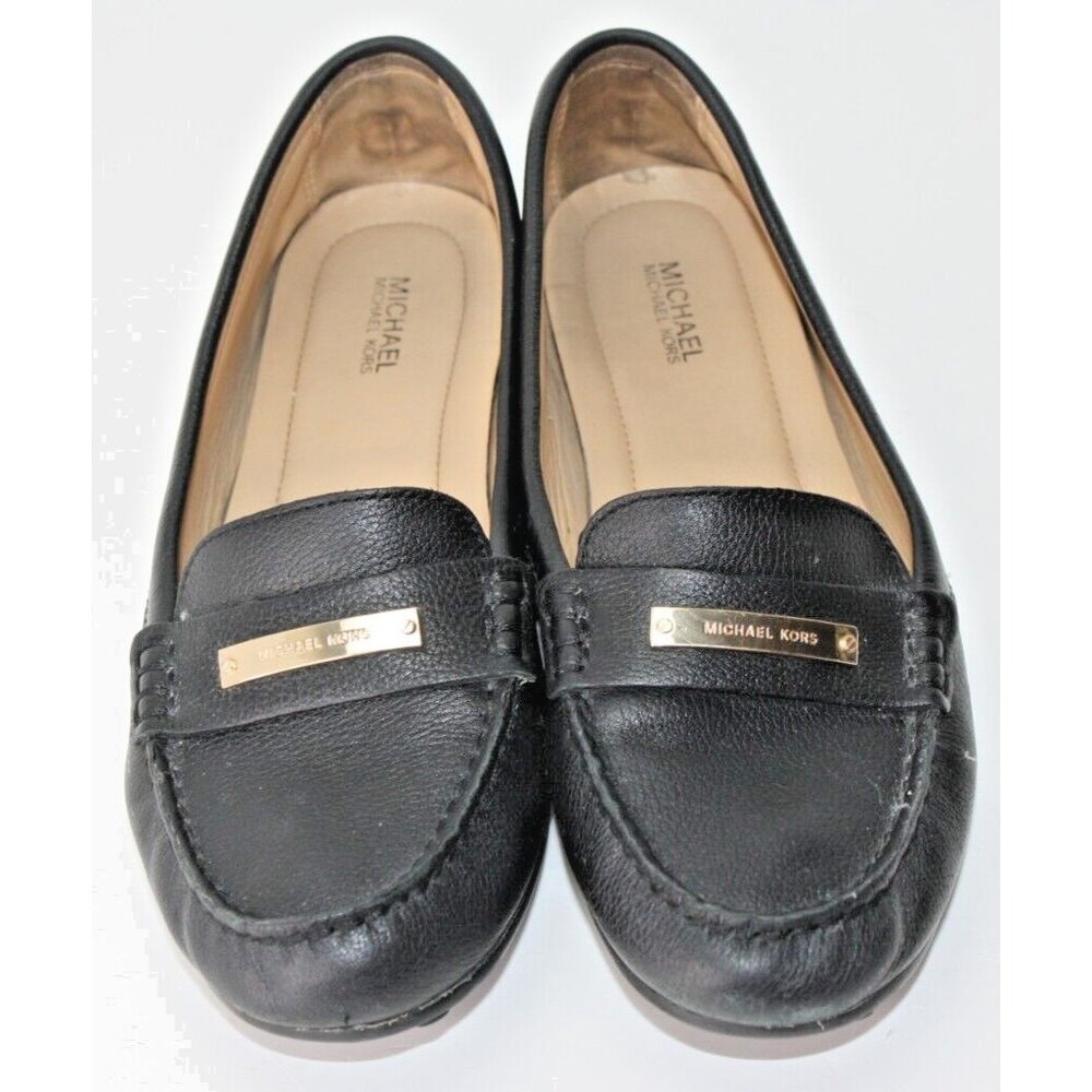 MICHAEL KORS Everett Black Pebbled Loafer Leather Slip-On Women's Shoes Sz 8.5M - Picture 2 of 10